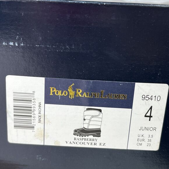 POLO RALPH LAUREN VANCOUVER BIG PONY EZ SNOW BOOTS RASPBERRY/BLACK KIDS SIZE 4❄️ - Picture 13 of 13